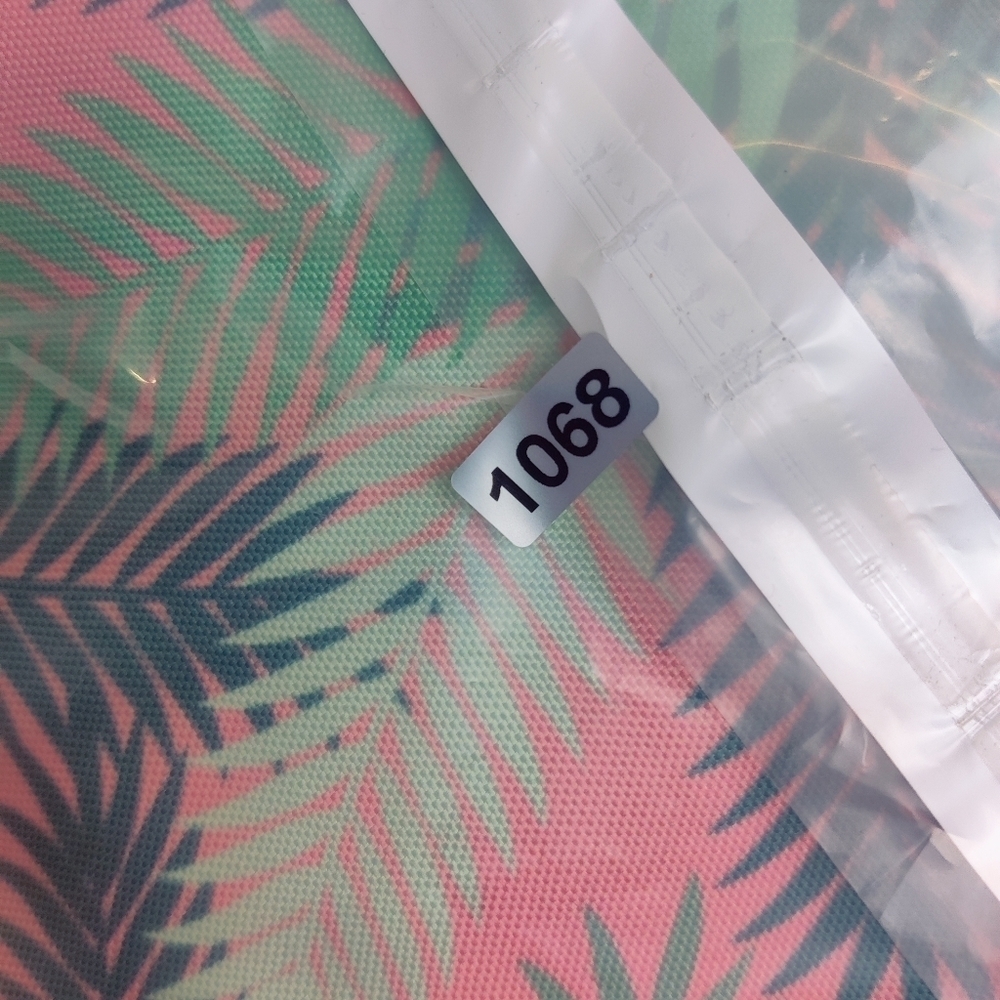 "Beach Please" Makeup Bag Palm Tree Leaf Pink Canvas Zipper Top & Clear Pocket - Picture 12 of 12